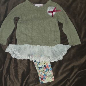 Bonnie Baby Floral Outfit with Green Accents
